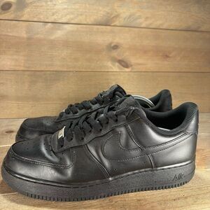 nike air force one mens size 10.5 shoes triple black leather lowtop sneakers